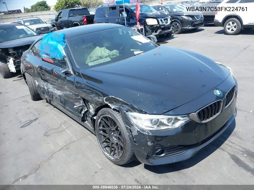 2015 BMW 428I VIN: WBA3N7C53FK224761 Lot: 39946036