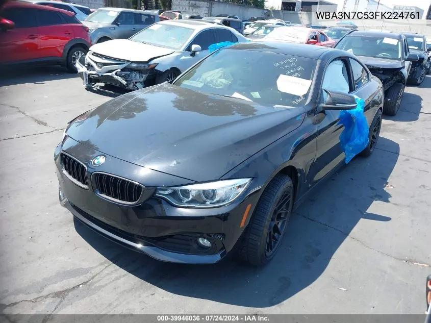 2015 BMW 428I VIN: WBA3N7C53FK224761 Lot: 39946036