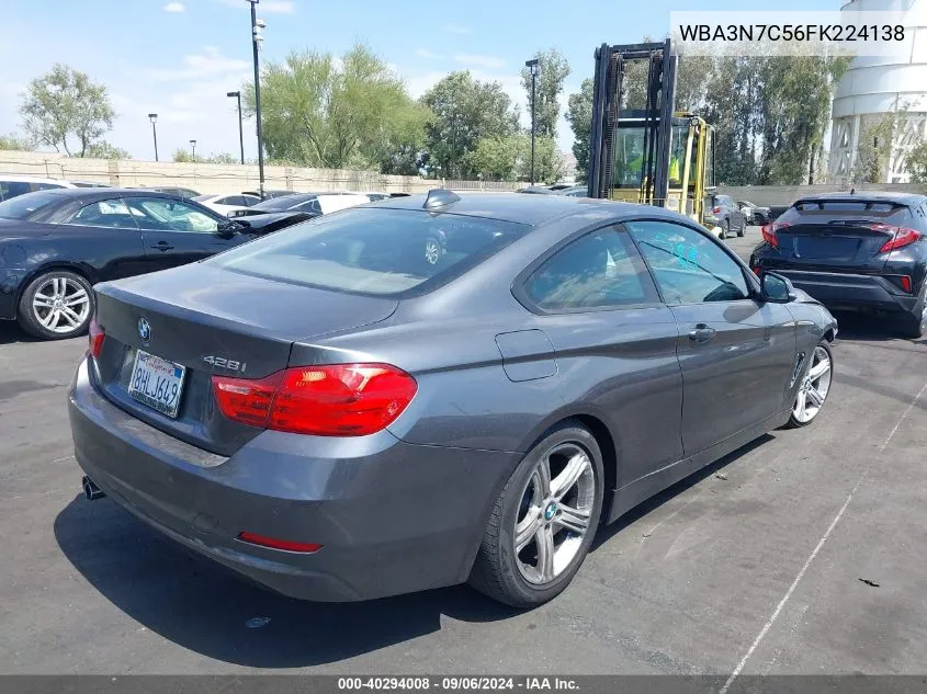 2015 BMW 428I VIN: WBA3N7C56FK224138 Lot: 40294008