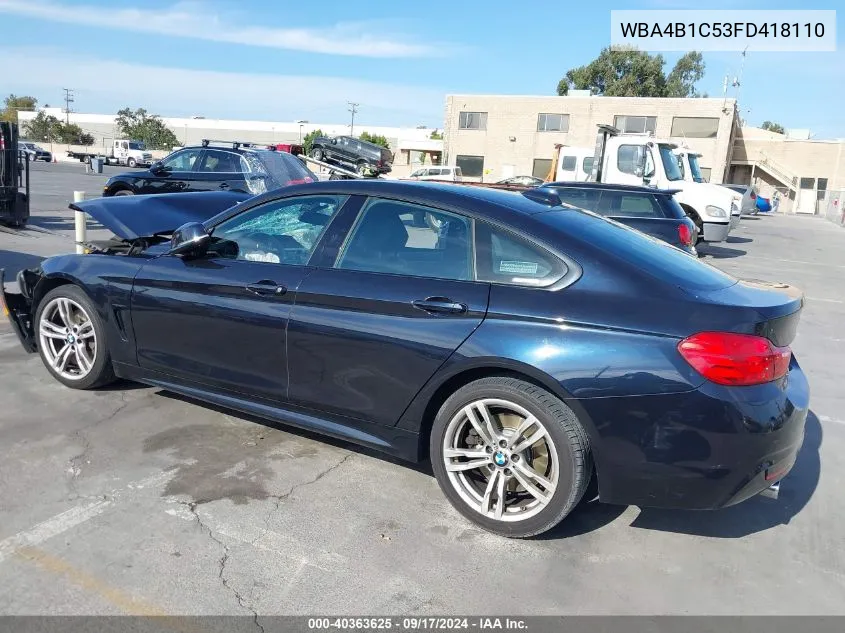 2015 BMW 435I Gran Coupe VIN: WBA4B1C53FD418110 Lot: 40363625