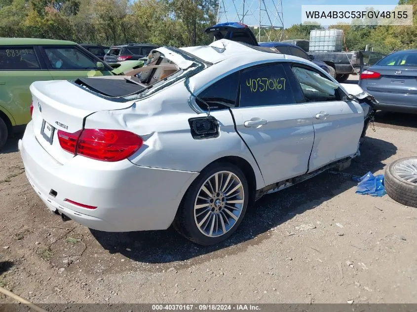 2015 BMW 435I Gran Coupe xDrive VIN: WBA4B3C53FGV48155 Lot: 40370167