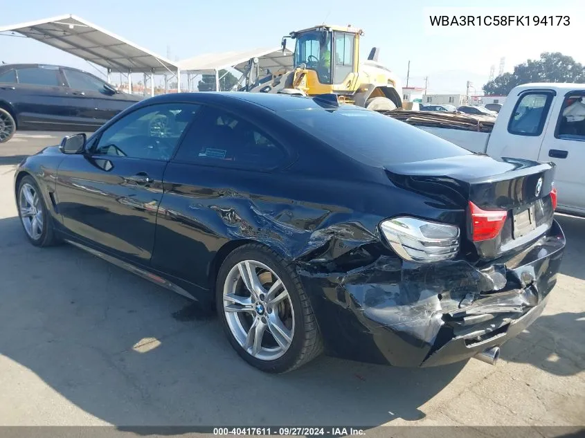 2015 BMW 435I VIN: WBA3R1C58FK194173 Lot: 40417611