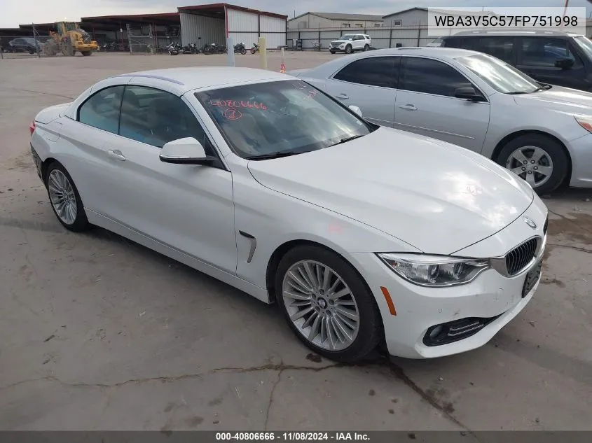 2015 BMW 428I VIN: WBA3V5C57FP751998 Lot: 40806666