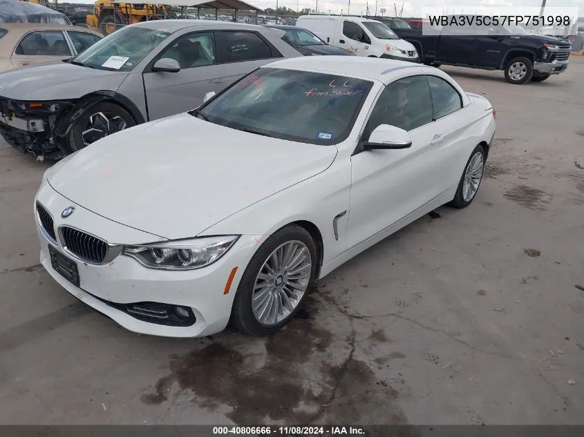 2015 BMW 428I VIN: WBA3V5C57FP751998 Lot: 40806666