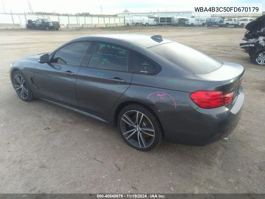 2015 BMW 435I Gran Coupe xDrive VIN: WBA4B3C50FD670179 Lot: 40840679