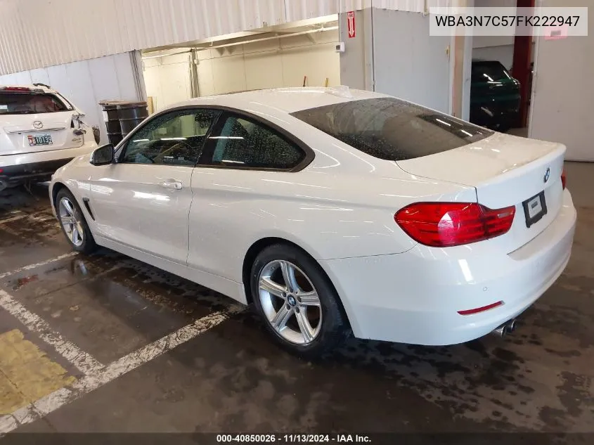 2015 BMW 428I VIN: WBA3N7C57FK222947 Lot: 40850026