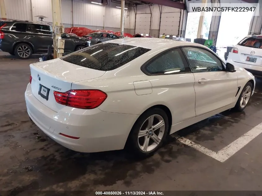 2015 BMW 428I VIN: WBA3N7C57FK222947 Lot: 40850026