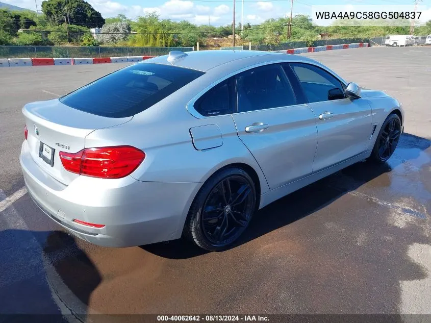 2016 BMW 428I Gran Coupe VIN: WBA4A9C58GG504837 Lot: 40062642