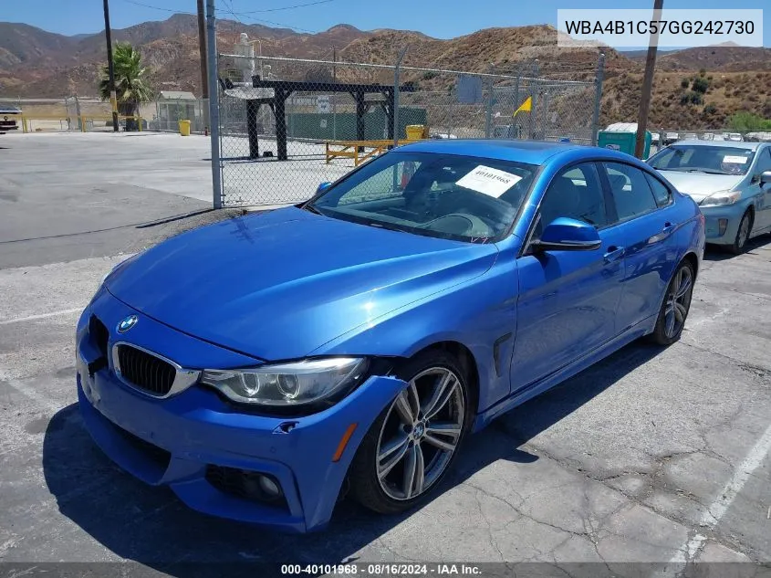 2016 BMW 435I Gran Coupe VIN: WBA4B1C57GG242730 Lot: 40101968