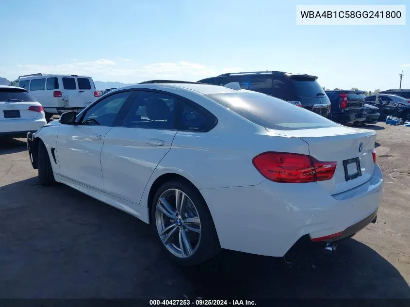 2016 BMW 435I Gran Coupe VIN: WBA4B1C58GG241800 Lot: 40427253