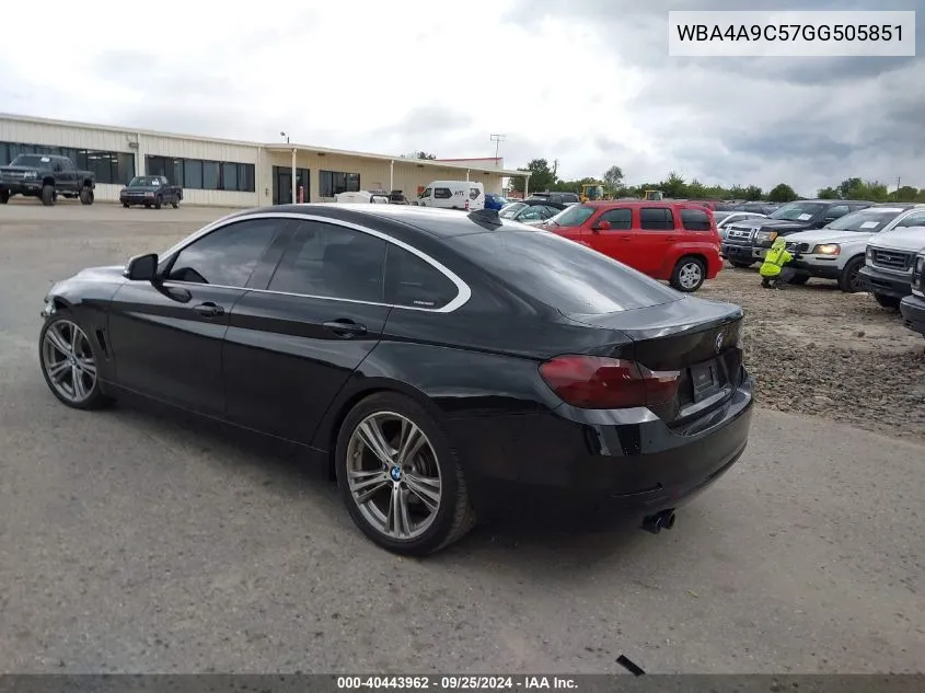 2016 BMW 428I Gran Coupe VIN: WBA4A9C57GG505851 Lot: 40443962