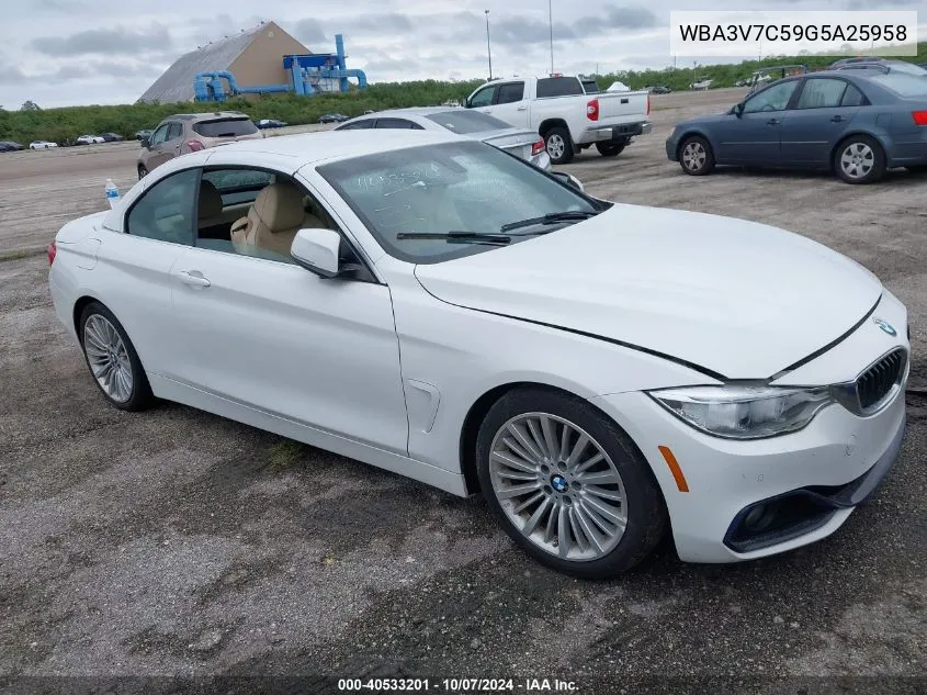 2016 BMW 428I VIN: WBA3V7C59G5A25958 Lot: 40533201