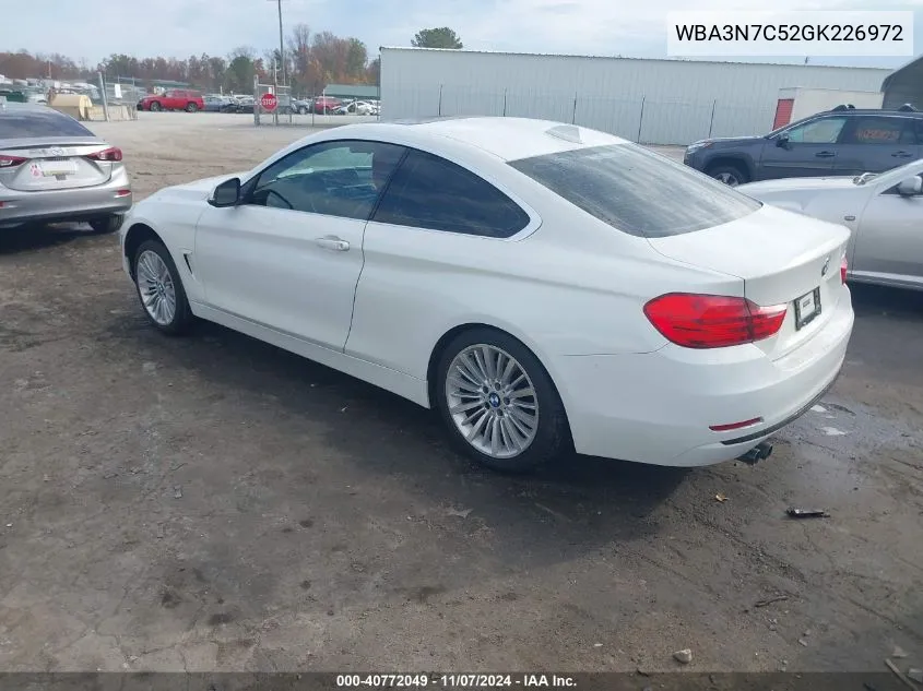 2016 BMW 428I VIN: WBA3N7C52GK226972 Lot: 40772049