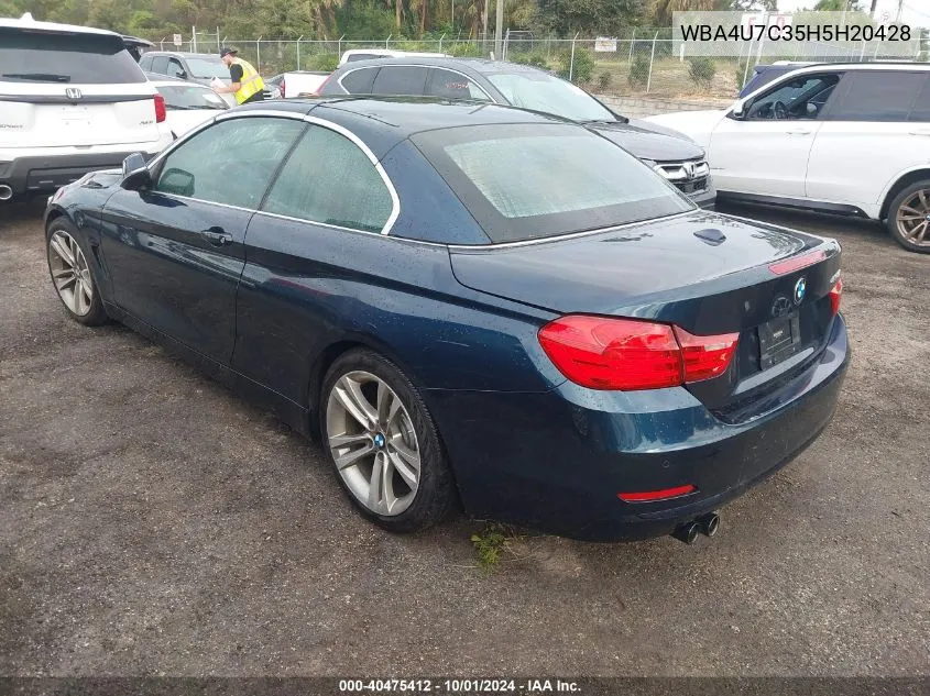 2017 BMW 430I VIN: WBA4U7C35H5H20428 Lot: 40475412