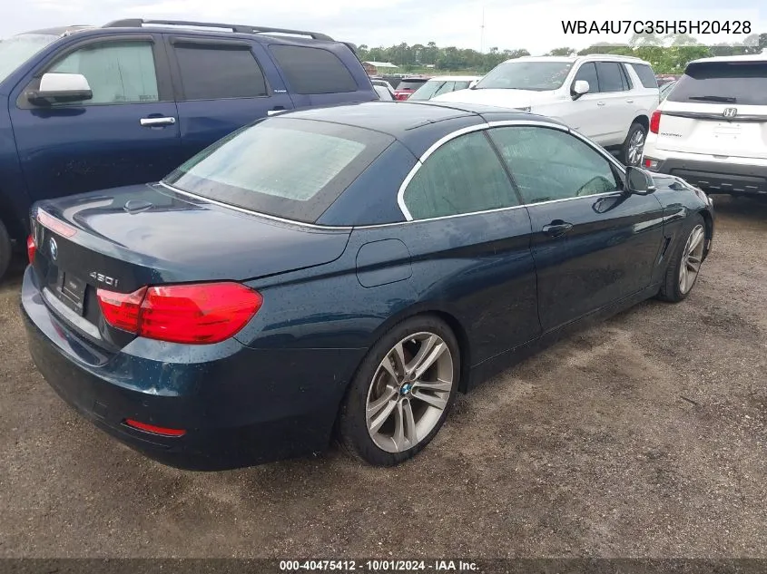 2017 BMW 430I VIN: WBA4U7C35H5H20428 Lot: 40475412