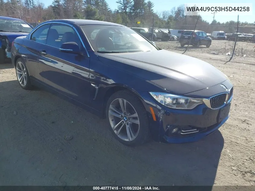 2017 BMW 430I xDrive VIN: WBA4U9C53H5D44258 Lot: 40777415