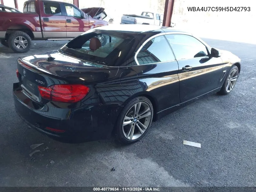 2017 BMW 430I VIN: WBA4U7C59H5D42793 Lot: 40779634