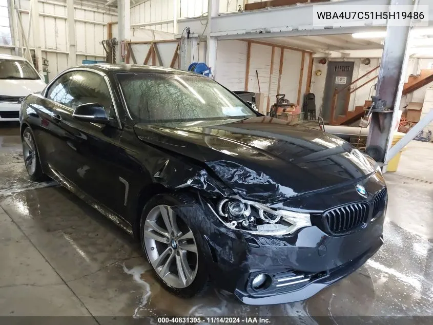 2017 BMW 430I VIN: WBA4U7C51H5H19486 Lot: 40831395