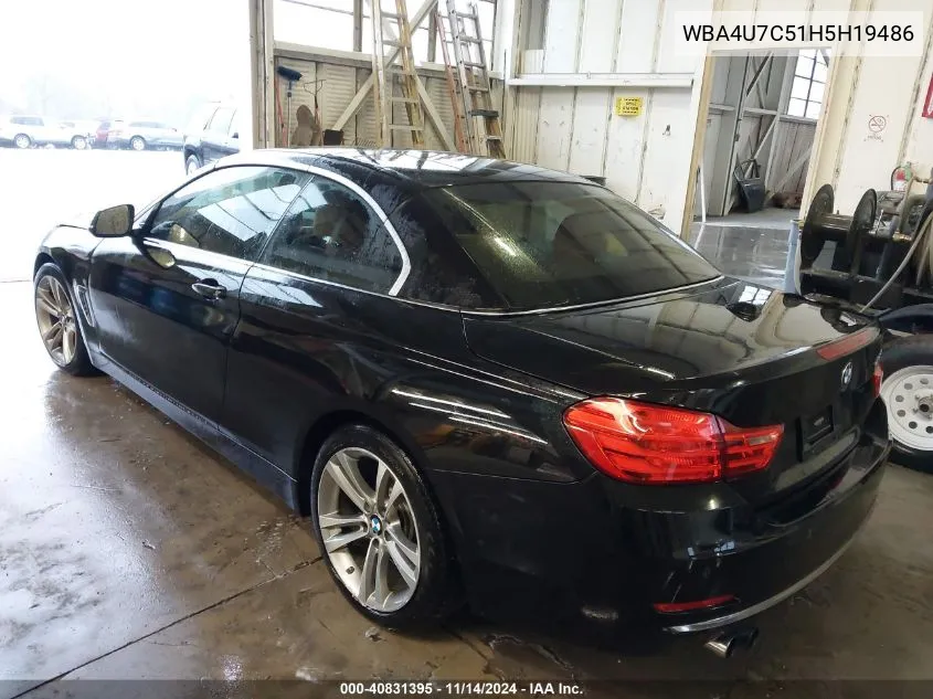 2017 BMW 430I VIN: WBA4U7C51H5H19486 Lot: 40831395