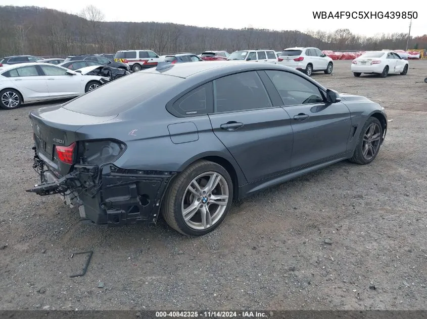 2017 BMW 430I Gran Coupe xDrive VIN: WBA4F9C5XHG439850 Lot: 40842325