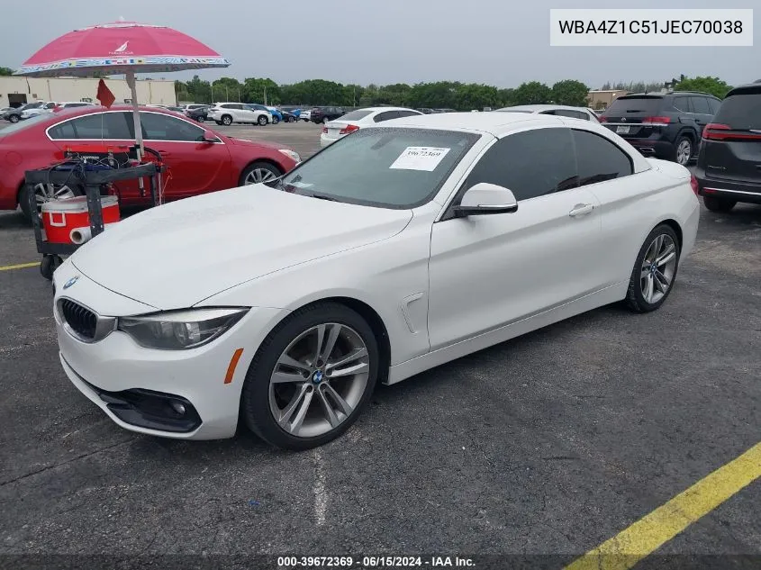 2018 BMW 430I VIN: WBA4Z1C51JEC70038 Lot: 39672369