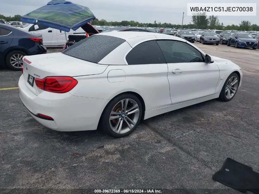 2018 BMW 430I VIN: WBA4Z1C51JEC70038 Lot: 39672369