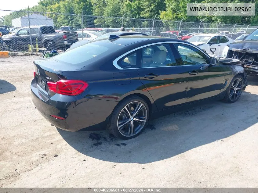 2018 BMW 430I Gran Coupe xDrive VIN: WBA4J3C53JBL02960 Lot: 40206581