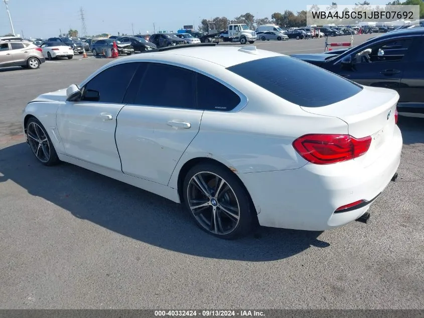 2018 BMW 440I Gran Coupe VIN: WBA4J5C51JBF07692 Lot: 40332424