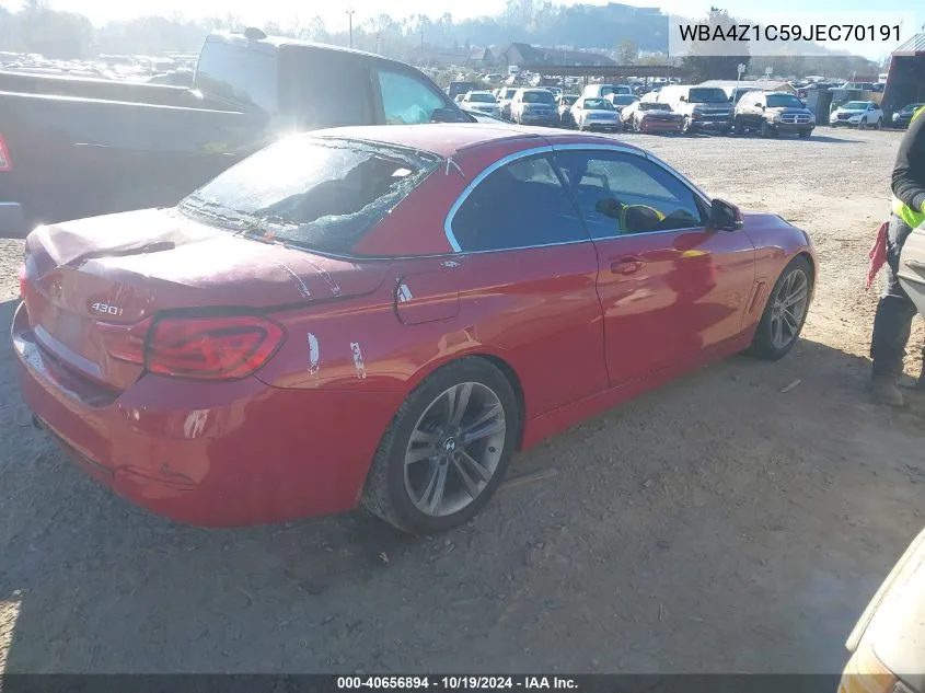 2018 BMW 430I VIN: WBA4Z1C59JEC70191 Lot: 40656894