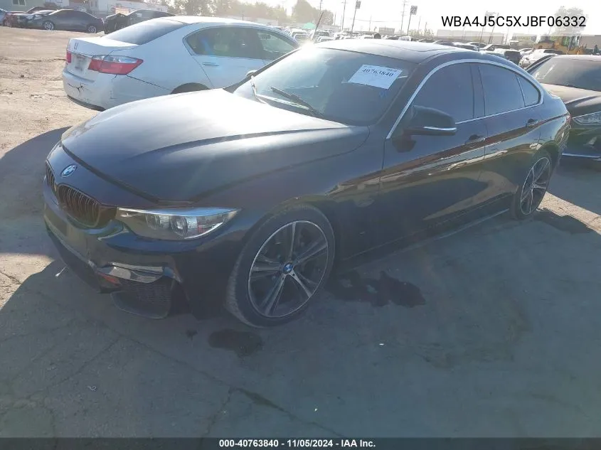 2018 BMW 440I Gran Coupe VIN: WBA4J5C5XJBF06332 Lot: 40763840