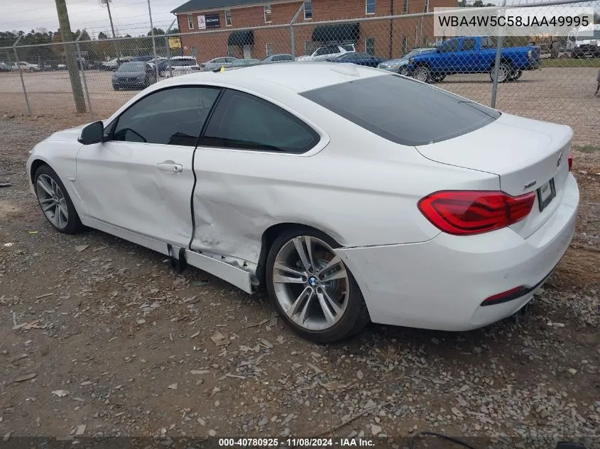 2018 BMW 430I xDrive VIN: WBA4W5C58JAA49995 Lot: 40780925