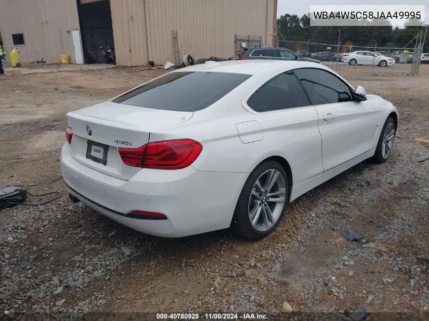 2018 BMW 430I xDrive VIN: WBA4W5C58JAA49995 Lot: 40780925