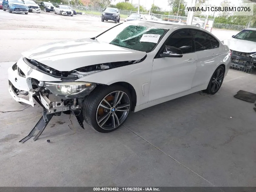 2018 BMW 430I Gran Coupe VIN: WBA4J1C58JBM10706 Lot: 40793462