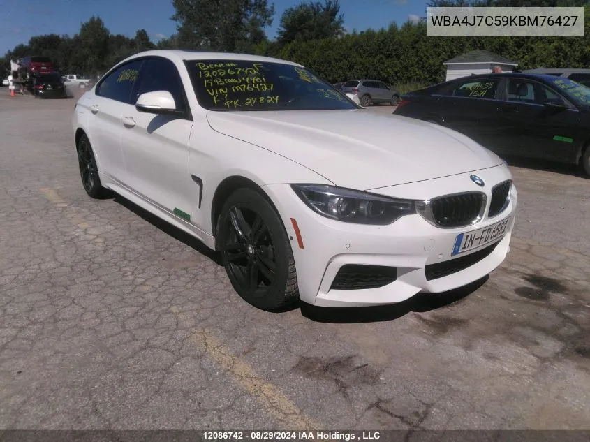 2019 BMW 4 Series VIN: WBA4J7C59KBM76427 Lot: 12086742