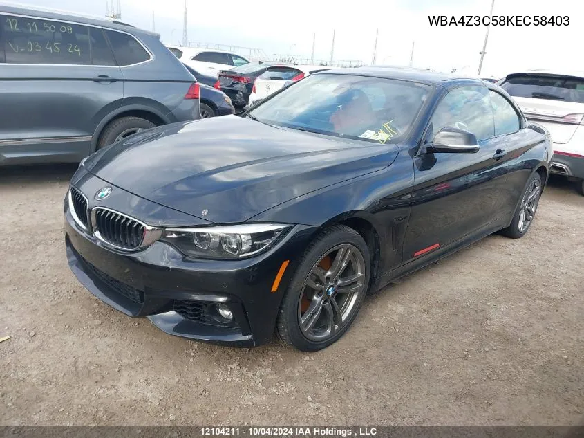 2019 BMW 4 Series VIN: WBA4Z3C58KEC58403 Lot: 12104211