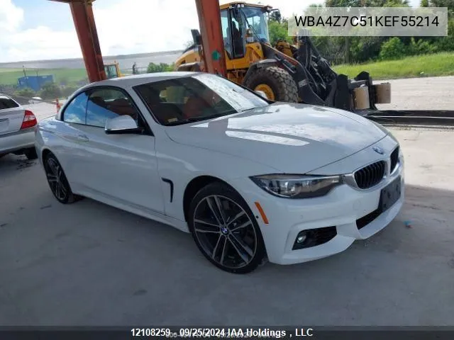 2019 BMW 4 Series VIN: WBA4Z7C51KEF55214 Lot: 12108259