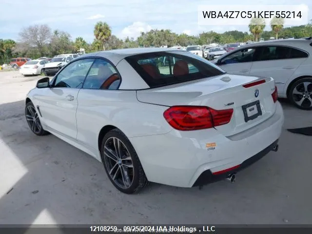 2019 BMW 4 Series VIN: WBA4Z7C51KEF55214 Lot: 12108259