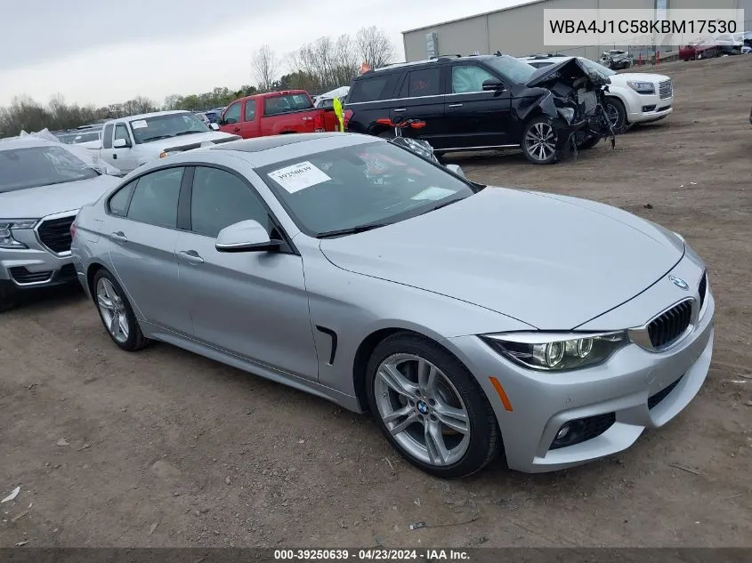 2019 BMW 430I Gran Coupe VIN: WBA4J1C58KBM17530 Lot: 39250639