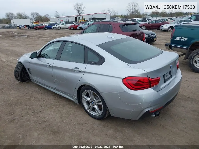 2019 BMW 430I Gran Coupe VIN: WBA4J1C58KBM17530 Lot: 39250639