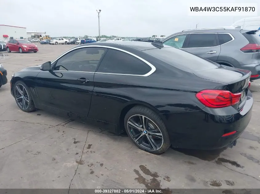 2019 BMW 430I VIN: WBA4W3C55KAF91870 Lot: 39327882