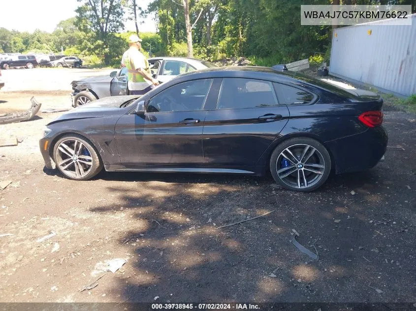 2019 BMW 440I Gran Coupe xDrive VIN: WBA4J7C57KBM76622 Lot: 39738945