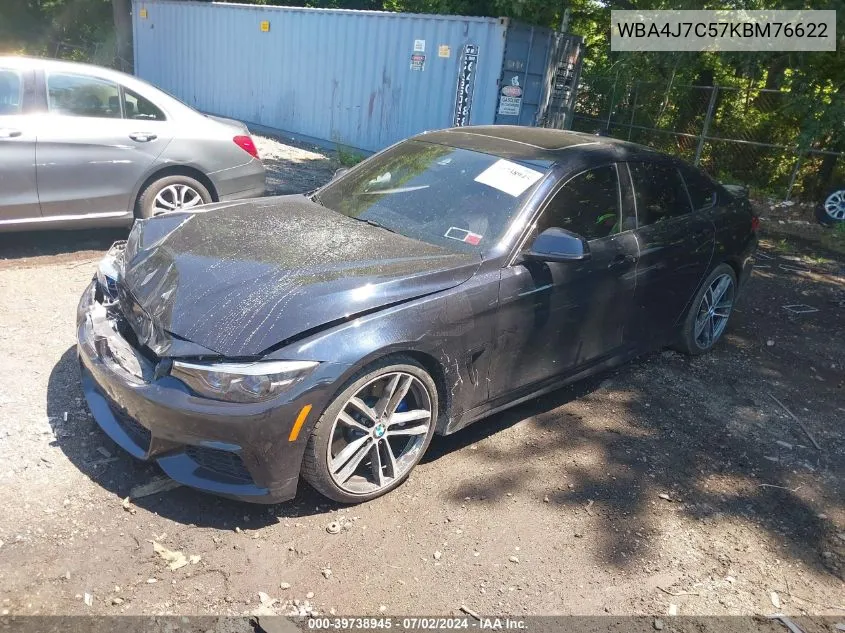 2019 BMW 440I Gran Coupe xDrive VIN: WBA4J7C57KBM76622 Lot: 39738945