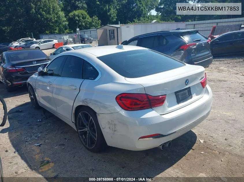 2019 BMW 430I Gran Coupe VIN: WBA4J1C5XKBM17853 Lot: 39758988