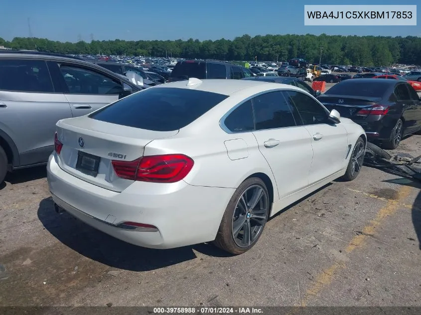 2019 BMW 430I Gran Coupe VIN: WBA4J1C5XKBM17853 Lot: 39758988