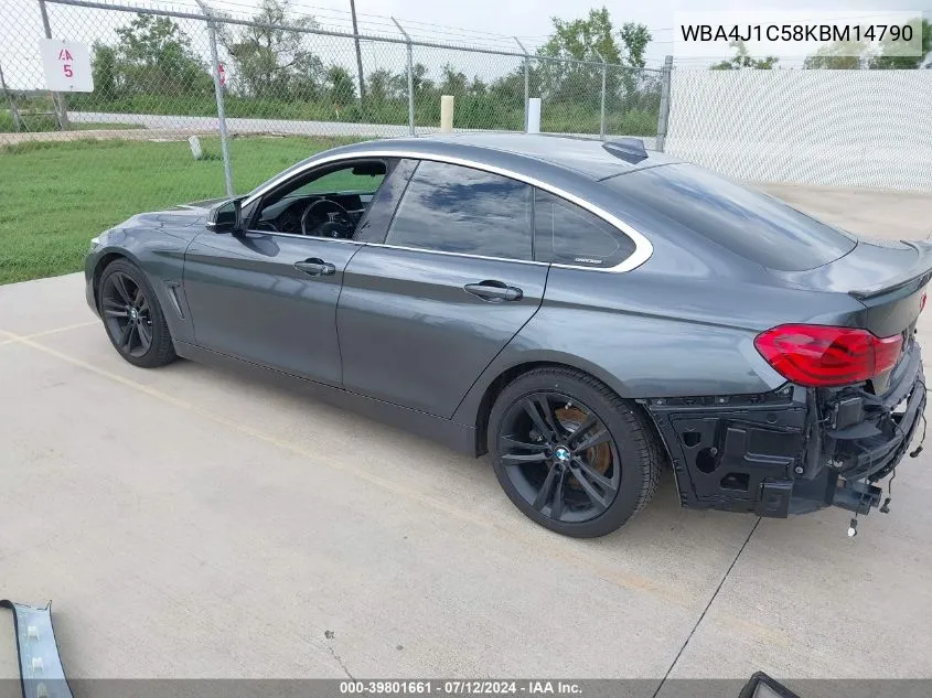 2019 BMW 430I Gran Coupe VIN: WBA4J1C58KBM14790 Lot: 39801661