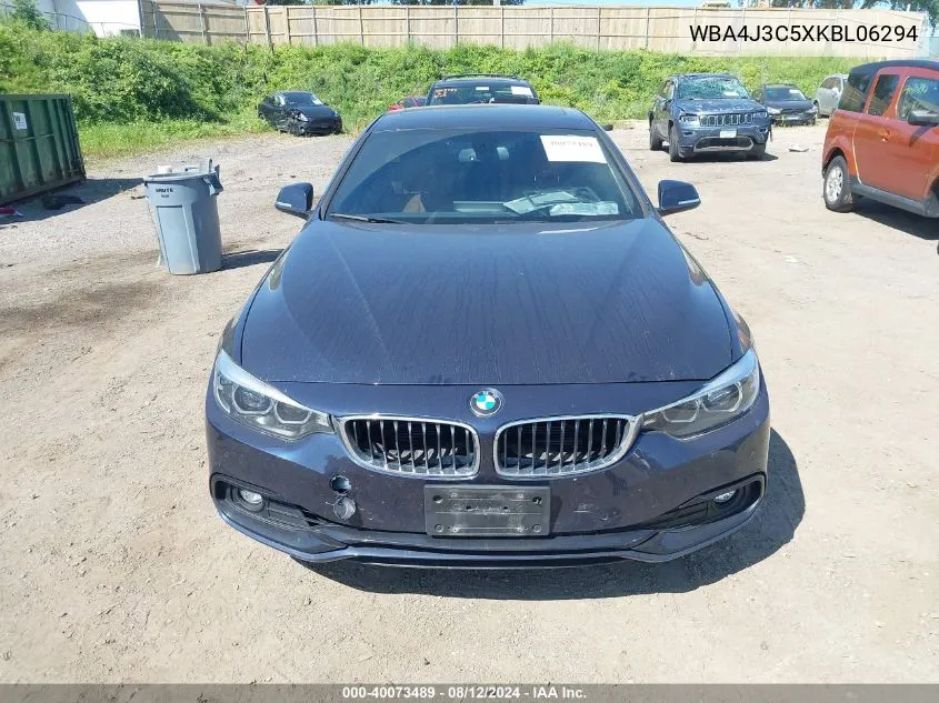 2019 BMW 4 Series 430I xDrive VIN: WBA4J3C5XKBL06294 Lot: 40073489