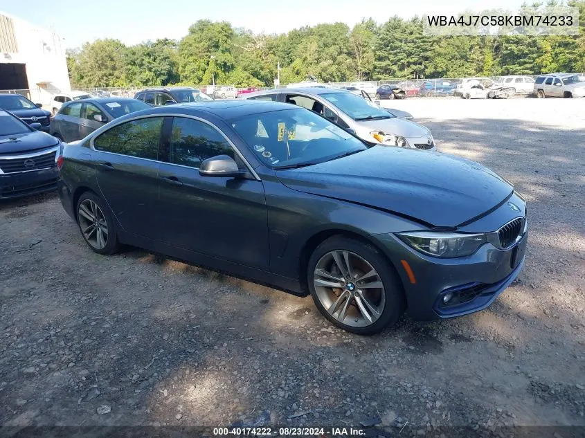 2019 BMW 440I Gran Coupe xDrive VIN: WBA4J7C58KBM74233 Lot: 40174222