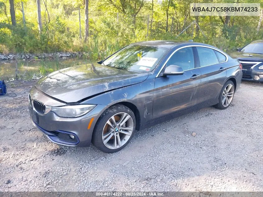 2019 BMW 440I Gran Coupe xDrive VIN: WBA4J7C58KBM74233 Lot: 40174222