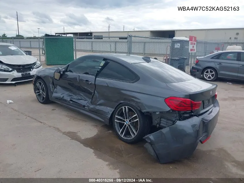 2019 BMW 440I VIN: WBA4W7C52KAG52163 Lot: 40315255