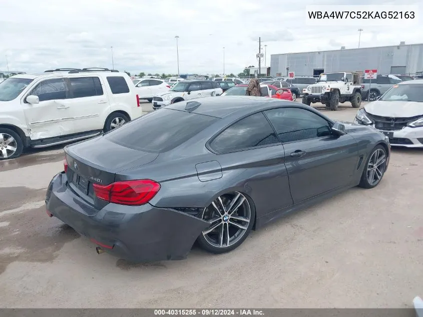 2019 BMW 440I VIN: WBA4W7C52KAG52163 Lot: 40315255